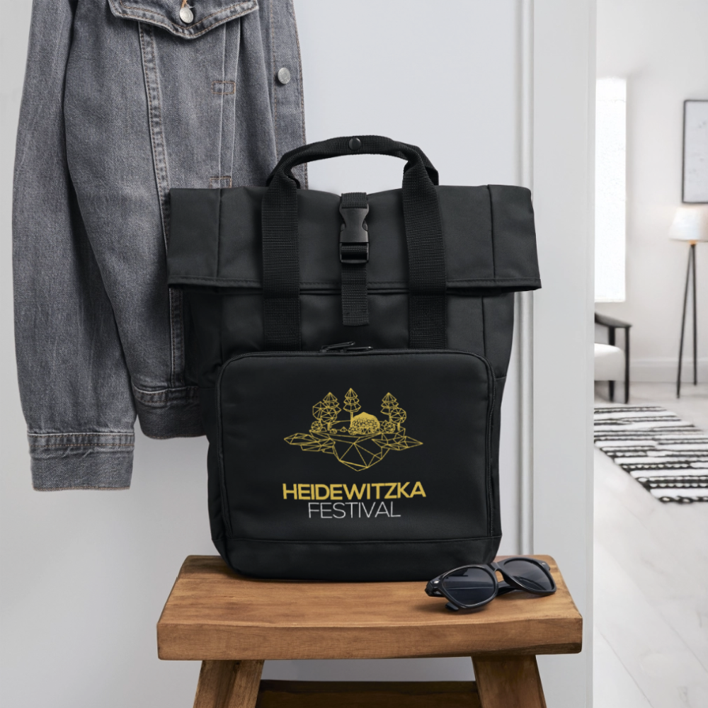 Rolltop Rucksack mit zwei Griffen - Schwarz